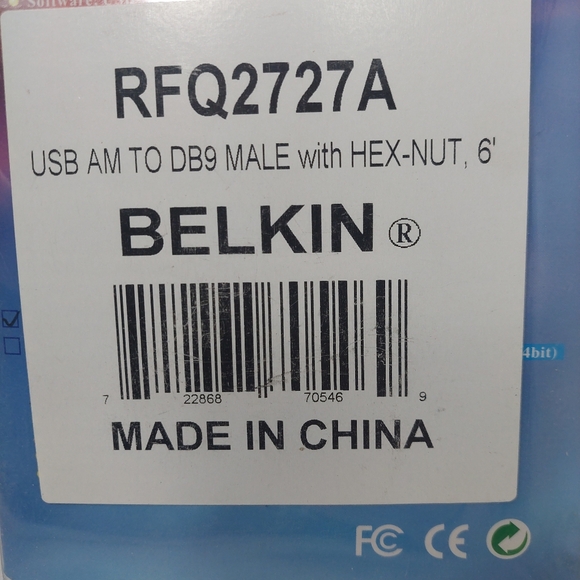 Belkin USB to RS-232 Serial Portable Adapter Male DB9 Cable Hex Nut 9 Pin Cord - Picture 6 of 7